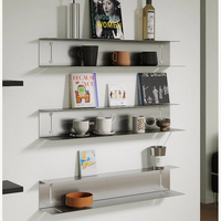 Étagères flottantes en acier inoxydable brossé de luxe, présentoir en métal, système d'étagères murales pour la décoration du salon