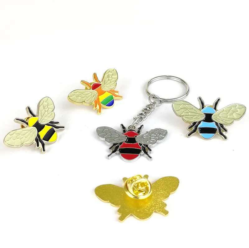 Lapel Pin Metal Badge Manufacturer Honeybee Cartoon Soft Enamel Pin Custom Animal Brooch Pin