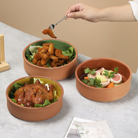 Fabrieksleverancier Nieuwe Creatieve Terracotta Dinerborden Op Maat Grote Capaciteit Klei Aardewerk Serveerschaal Ronde Servies Schaal