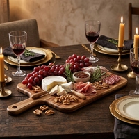 Planche à servir artisanale en bois d'acacia massif à grain naturel pour charcuterie, fromages, fêtes et restaurants