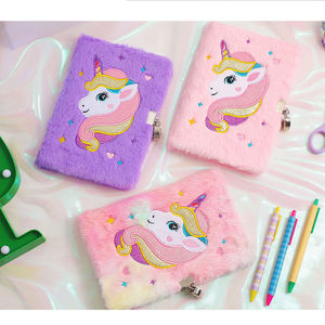 Nouvelle tendance couleur A5 cadeau scolaire en peluche journal <span class=keywords><strong>secret</strong></span> cahiers lignés mignon Animal violet <span class=keywords><strong>licorne</strong></span> journal avec serrure - Product Image 1