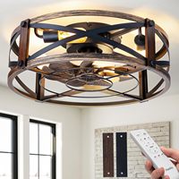 Ventilateur de plafond encastré de 20 pouces avec lumières et télécommande, ventilateur de plafond à profil bas avec 6 vitesses et minuterie pour chambre à coucher, cuisine, salle à manger