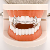 Offre Spéciale : Grillz dentaire Hip Hop style Zombie personnalisé, géométrique, en laiton plaqué or et argent, serti de zircons, pour hommes et femmes, bijoux