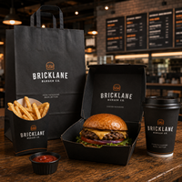 Emballage alimentaire personnalisé avec logo pour cheeseburger, poulet frit, frites, boîte en carton jetable pour emporter, restaurant pour chaînes de cafés