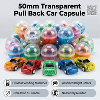 Jouets éducatifs en capsules en gros à bas prix, mini voitures à rétrofriction colorées, balles en plastique transparent de 50 mm, prix bas, pour les 14 ans et plus
