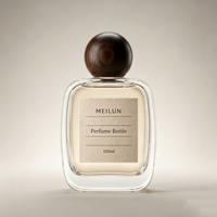 Vente en gros de flacons de parfum en verre exquis de 30 ml, 50 ml, 100 ml avec pulvérisateur à pompe à sertir, bouchon en bois, boîte cadeau personnalisée