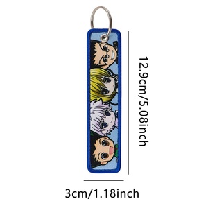 21 Styles Porte-clés brodés Anime avec étiquette tissée, Pendentifs Blesch Dagion Luffy DBZ Satoru Gojo, Accessoires en gros - Product Image 6