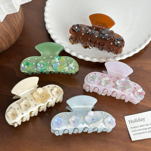 Pinces à cheveux en acétate de diamant français pour femmes, accessoires floraux colorés pour les occasions quotidiennes - Product Image 1
