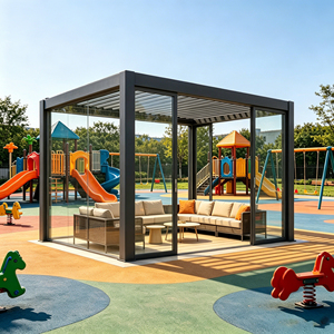 Toldo motorizado de gran envergadura para exteriores, estilo casa de vacaciones, con módulos completos de funciones para la vida al aire libre, para uso privado. - Product Image 4