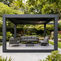 Pergola motorisée rétractable de qualité supérieure 4x4m en aluminium thermolaqué, imperméable, résistante à la neige, écologique et anti-pourriture