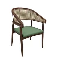 Meubles de restaurant de style asiatique du Sud-Est, chaise en rotin tressé avec structure en bois massif, ensemble de table à manger en contreplaqué, café, restauration rapide