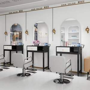 กระจกแต่งผม LED ยอดนิยมแบบไม่ต้องเจาะติดผนัง พร้อมขาตั้งสำหรับร้านทำผมโดยเฉพาะ โครงโต๊ะกระจกสำหรับร้านเสริมสวยและร้านทำผม - Product Image 5