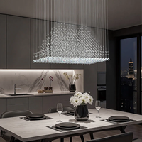 Lustre LED long en cristal doré pour plafond haut, villa, maison, escalier, salle à manger - Design moderne, hauteur 36 pouces