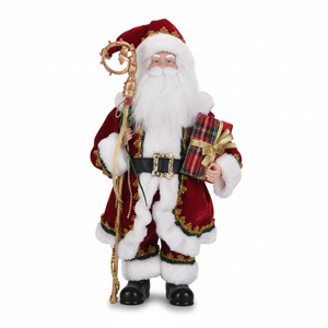 Vente en gros usine : Figurines de Noël grand format de Père Noël sur pied, faites à la main, bordeaux, décorations de Noël de luxe - Product Image 3