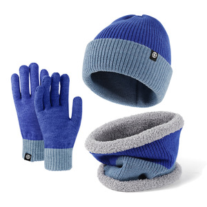 Hiver Nouveau Chapeau tricoté pour femmes <span class=keywords><strong>et</strong></span> hommes, écharpe, gant Ensemble de trois pièces, peluches incluses, super épais, design élégant - Product Image 5