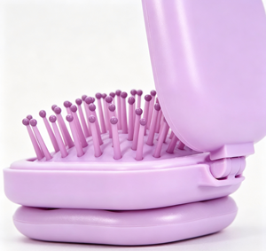 Peigne à cheveux circulaire pliable mini, couleur unie, écologique, avec miroir, pour les voyages, les cosmétiques, les cadeaux promotionnels d'entreprise, logo personnalisé - Product Image 5