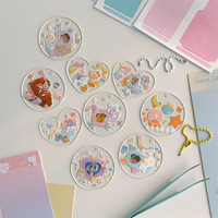 Nouveautés Porte-clés en acrylique DIY amusant en forme de cœur et de rond, pendentif, autocollants de stars Kpop, porte-clés transparent, porte-clés DIY