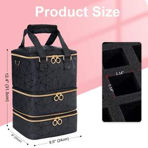 Free Sample Women's Large Capacity Travel Makeup <b>Bag</b> Waterproof Portable Leather <b>Bag</b> with <b>Dividers</b> and Zipper Closure - Product Image 4