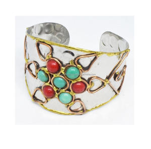 Stone cuff for party wear <b>Bracelets</b> Bangles Fashionable Gold Plated Handmade Design Bangle for Girls Cuff <b>Bracelet</b> - Product Image 4