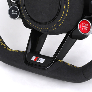 Volant R8 <span class=keywords><strong>S</strong></span> <span class=keywords><strong>Line</strong></span> avec bouton de démarrage, entièrement en Alcantara, LED, pour <span class=keywords><strong>Audi</strong></span> <span class=keywords><strong>A3</strong></span> A4 A5 A6 A7 A8 C7 C8 B8 B9 S3 S4 S5 S6 RS3 RS5 RS6 C8 - Product Image 3