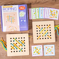 Montessori OEM ODM Wooden Thread Roping Board Puzzle Game Educational Toy for Kids Training Finger Practice Skills Teaching Aids