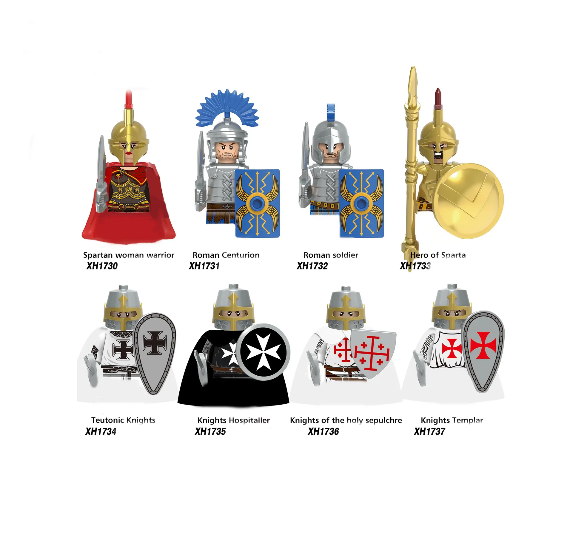 X0316 Medieval Soldier Spartan Woman Knight Sparta Teutonic Hospital Mini Building Blocks Bricks For Children Collection Toys
