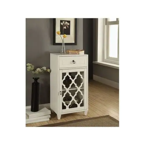 Free Shipping Dropshipping ACME Ceara Cabinet in White for living room furniture Wood storage box with draw Acme Cabinet