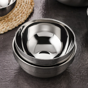 Stainless Steel Bowl Double Layer Heat Insulated For Home Use Child Safe Solid Color 304 Grade - Product Image 2
