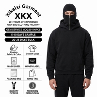 Felpa da Uomo Personalizzata con Doppio Strato di Maniche Lunghe, 400 GSM, Stile Balaclava, Reversibile, Modieuze Leren Mouw, Vestibilità Rilassata