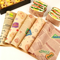 Kertas Pembungkus Burger Sandwich Anti Minyak dari Pabrik Cina untuk Kemasan Makanan, Pelapis Keranjang Keju Makanan Cepat Saji
