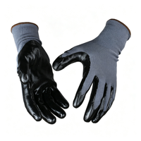 Gants de travail de sécurité en polyester 13 jauges enduits de nitrile avec coque respirante sans couture pour une utilisation industrielle et de construction