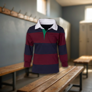 Chemise de rugby pour garçons à manches longues, rayée, bicolore, en jersey de coton, coupe classique, toutes saisons, vêtements pour enfants - Product Image 4