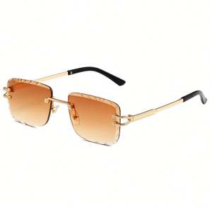 Gafas de Sol Personalizadas con Logotipo 2025, Lentes con Bordes Cortados para Hombre y Mujer, Protección UV400, Montura Cuadrada sin Aro, Gafas de Sol de Lujo - Product Image 4