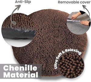 Chenille Matériau Housse Amovible Lavable et Sèche-linge Sûr-Beige Doux Relaxant Lit Pour Chien Lit Pour Animaux De Compagnie - Product Image 2