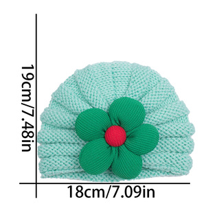 Sombrero de bebé de flores de moda Sombrero de <span class=keywords><strong>lana</strong></span> de punto suave Sombrero de <span class=keywords><strong>turbante</strong></span> de ganchillo para bebé - Product Image 4