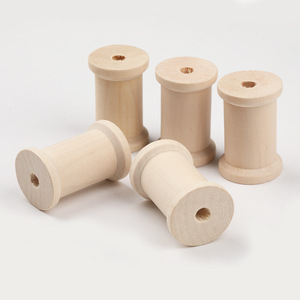 แกนม้วนไม้ 52x34 มม. ทำจากไม้บีช อุปกรณ์งานฝีมือสำหรับเก็บเชือกและสาย - Product Image 3