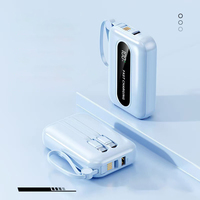 Batterie externe portable mini haute qualité avec écran LCD, 10000 mAh, câbles intégrés, chargeur de téléphone avec cordon – Prix usine
