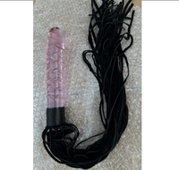 Dildo anal en verre borosilicate transparent avec manche en cuir, 100% étanche, écologique, doux et confortable, conçu pour les femmes lesbiennes
