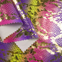 Tissu en poly spandex à imprimé sublimation et métallique, avec un design personnalisé en peau de serpent, couleurs dégradées, brillant, pour le sport