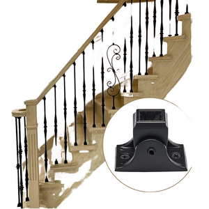 Ensemble de pieds inclinés modernes en fer thermolaqué pour balustres d'escalier, avec vis de fixation, finition noir satiné - Product Image 1