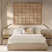 Lit moderne simple et luxueux, rembourré en tissu, taille king size ou queen size, cadre en bois et en fer, lit de chambre à coucher