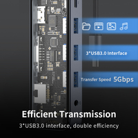 Stasiun Pengisian Daya Cepat 10 in 1 PD 100W dari Produsen, Hub USB Tipe C Kecepatan Tinggi, Hub Multi Port dengan VGA, RJ45, SD, dan TF