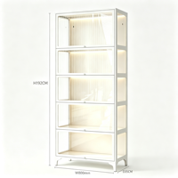 Vitrine Moderne Multi-Niveaux en Verre Transparent, Meuble de Rangement en Acier pour Jouets, Design Modulaire Gain de Place pour Appartement et Salon