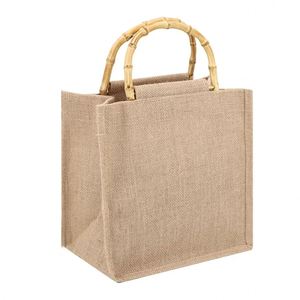Bolsas de Compras Reutilizables Ecológicas de Yute con Asas de Bambú, Tamaño Personalizado, Color CMYK/Pantone, Logotipo Personalizado - Product Image 5