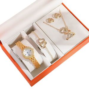 Nouvel ensemble de montres pour femmes, montre-bracelet à quartz de luxe incrustée de diamants, bracelet en acier inoxydable tendance, ensemble de bijoux élégants pour femmes - Product Image 2