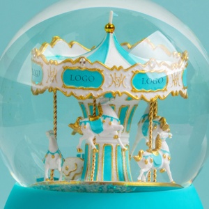 Sfera di Neve Musicale Personalizzata/Ingrosso 45 55 65 80 <span class=keywords><strong>100</strong></span> mm Carosello di Marchio di Lusso Sfera d'Acqua in Resina di Cristallo Souvenir per Regalo Aziendale - Product Image 3
