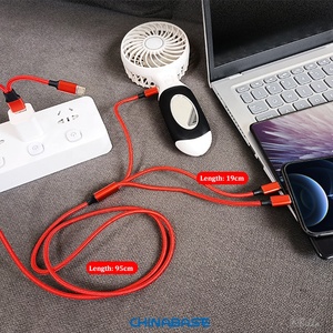 Câble de charge multiple <span class=keywords><strong>6</strong></span> en 1 Câble de charge multiple en nylon tressé USB A/C à 8PIN USB C Micro connecteur <span class=keywords><strong>Cordon</strong></span> de charge tressé en nylon - Product Image 3