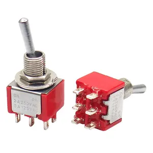 Mini Momentary Toggle Switch SPDT 2 Position 6 Pins 0N ON Miniature Toggle Switch AC 5A/125V 2A/250V Car Boat