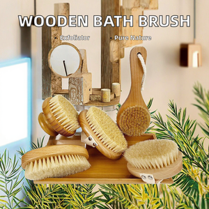 Brosse de bain en bois de haute qualité éco-certifiée forme ovale exfoliant épurateur poils de bambou en gros peau sèche jambes sac - Product Image 2
