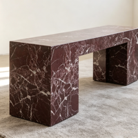 Meubles d'entrée modernes sur mesure, console en marbre naturel Rosa Levanto, banc à bagages, ensemble de meubles en marbre pour villa et hôtel
